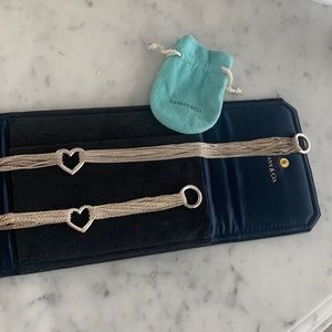 Tiffany and co. Multi strand mesh heart multi chain necklace and bracelet set